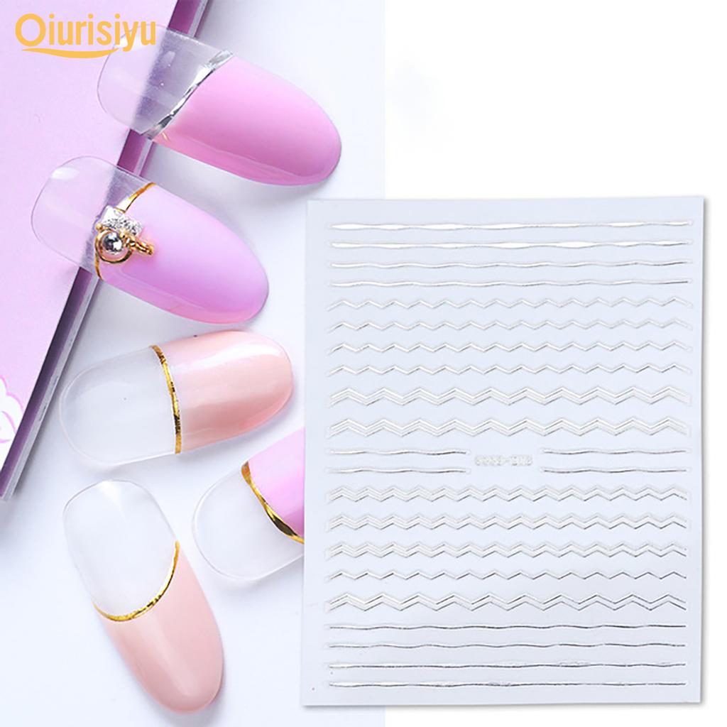 Gold Colour Geometry Shapes Nail Art Sticker