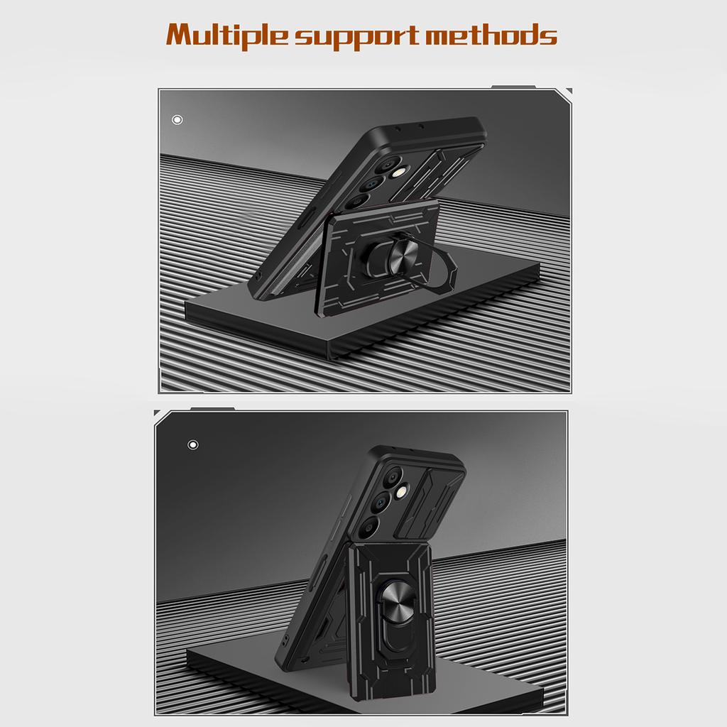 For Samsung Galaxy A16 5G/A16 4G Case PC+TPU Kickstand Phone Back Cover with Camera Slider