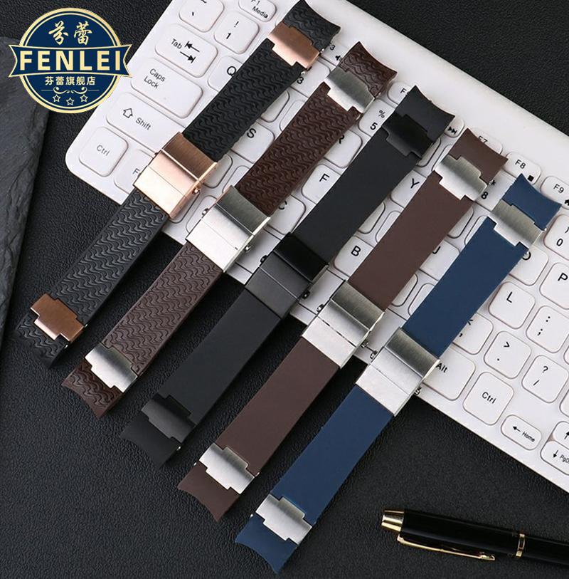 Для Ulysse Nardin Изогнутый силиконовый ремешок для часов 263 Дайвинг Навигационные часы Складная пряжка Резиновая мужская цепочка для часов 22 ММ Ремень