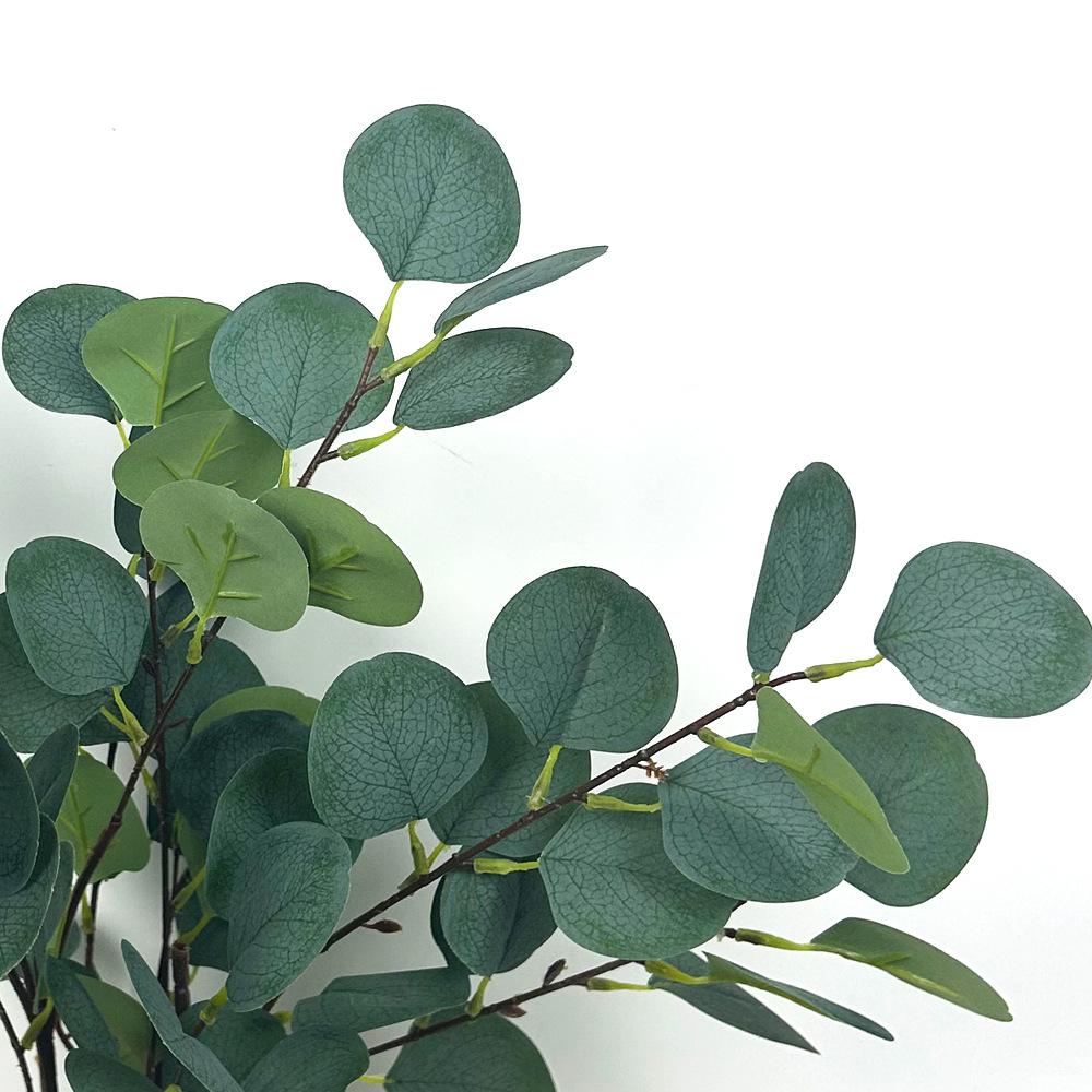 Искусственное зеленое растение Круглые ветки листьев эвкалипта Эвкалиптовый лист яблони Поддельные листья Связка Украшение для дома
