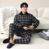 Pajamas Men'S Winter Pure Cotton Padded Three-Layer Thickened Piled Padded Cotton Woven Warm Autumn And Winter Loungewear Set