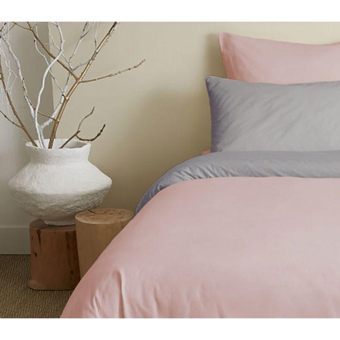 Pack complet 6 pièces Rose/Gris réversible housse de couette pour lit 160 x 200 cm