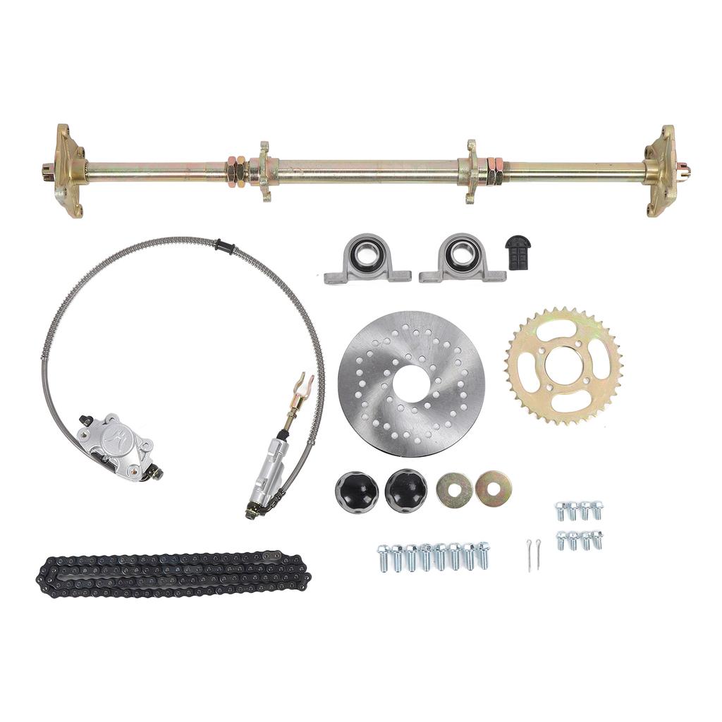 Комплект задней живой оси для картинга 32 дюйма Задняя приводная ось Подушечный блок Звездочка 428 37T 7,5-дюймовый тормозной диск Комплект цепи для