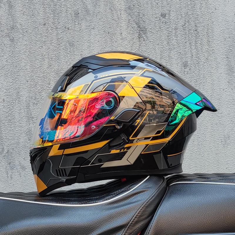 E5GOrz Откидной Мотошлем для Мужчин и Женщин – Интеграл, Всесезонный со Слотом для Bluetooth, Большим Задним Спойлером, Сертифицирован 3C