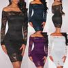 European and American Off-Shoulder Lace Bodycon Evening Dress