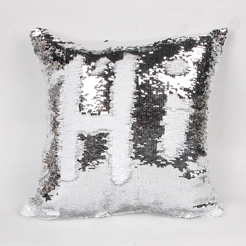 Diy Reversible Sequin Glitter Sofa Cushion Cover Pillow Case Double Gift Color