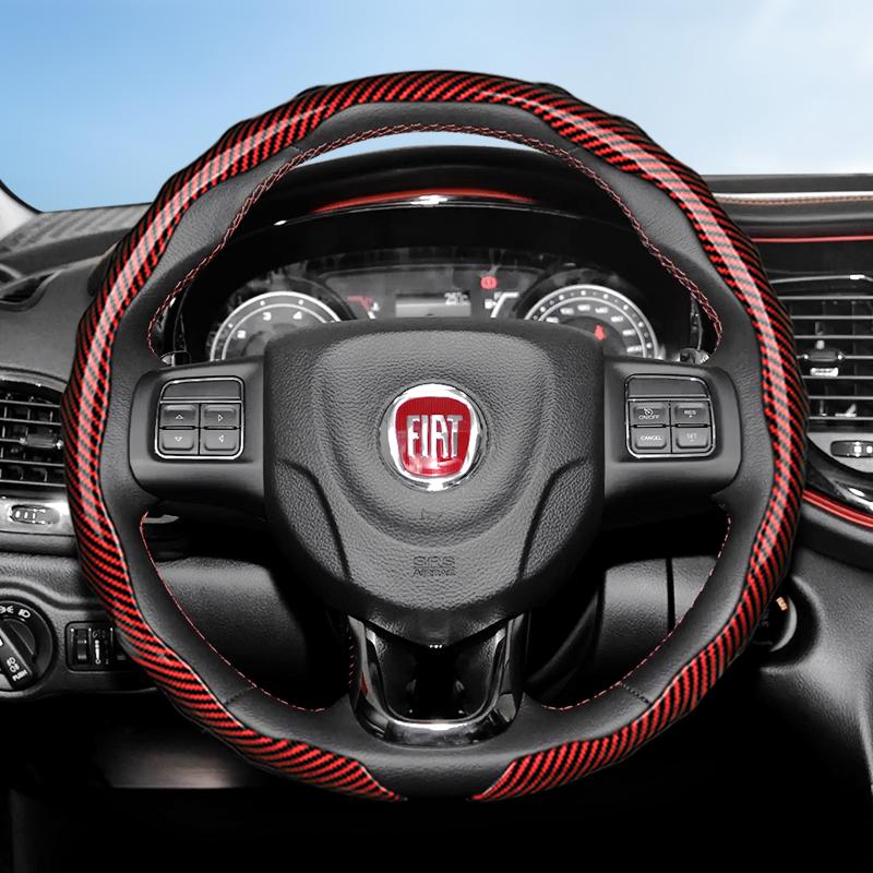 Подходит для Fiat Чехол на руль с текстурой под карбон, защелкивающийся, волнистый, спортивный дизайн, защитный чехол Topolino 600 Hybrid Grande Panda