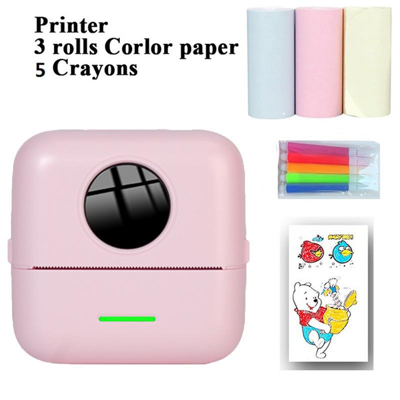 Мини-принтер для наклеек, Bluetooth, умный карманный бесчернильный термопринтер с 10 рулонами термобумаги и портативным принтером для наклеек