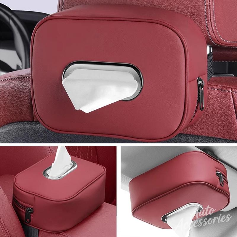 ORWI7 Leather Car Tissue Box Car Seat Back Tissue Paper Organizer Case For BMW E61 E70 E81 E87 E90 E91 X1 X5 X3 1 3 5 6 Series Sticker