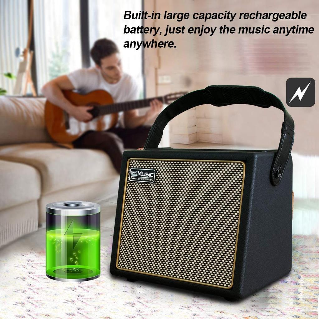 Coolmusic BP MINI Акустическая гитара Перезаряжаемый портативный усилитель с BT-динамиком и микрофоном, эффекты Treble и Chorus, вход 30 Вт, громкость,