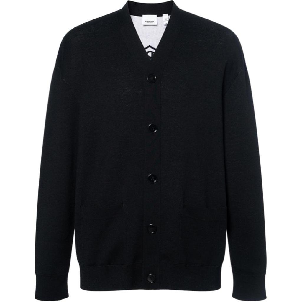 Burberry logo-intarsia V-neck cardigan 80713731