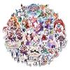 50 шт. Красивые наклейки Derby, Квадратные элемент-девочка Аниме наклейки, Ноутбуки, Клавиатуры, Рюкзаки, Скейтборды, Багаж