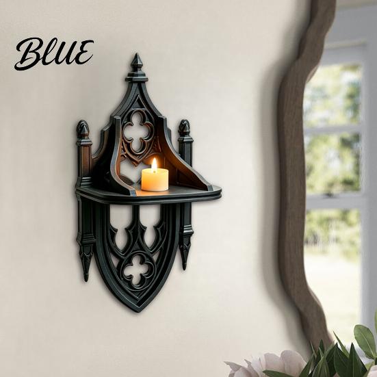 Gothic Wall Shelf Shelf, Vintage Floating for Bedroom And Living Room, Matte Black Mounted Display Rack Decorative Wall-Mounted with Exquisite Hollow