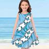Girls' Dress Sleeveless 3D Blue Tilted Pattern Butterfly Print Summer Daily Cute Casual Sweet Kids A Line Dress Tank Dress