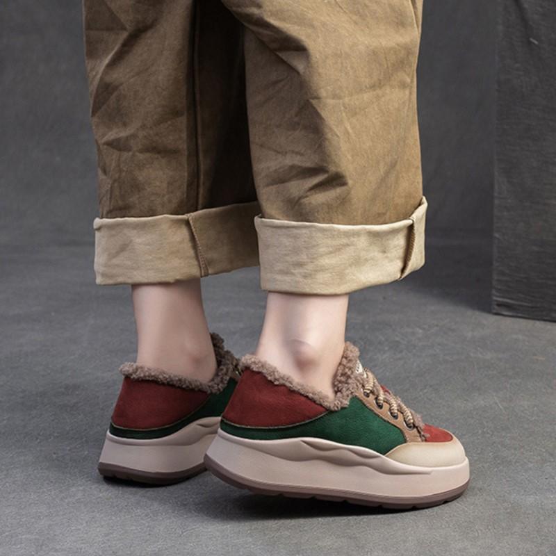 Johnature Мягкие теплые туфли из хлопка разных цветов из натуральной кожи с мягкой подошвой, удобные женские туфли на плоской платформе