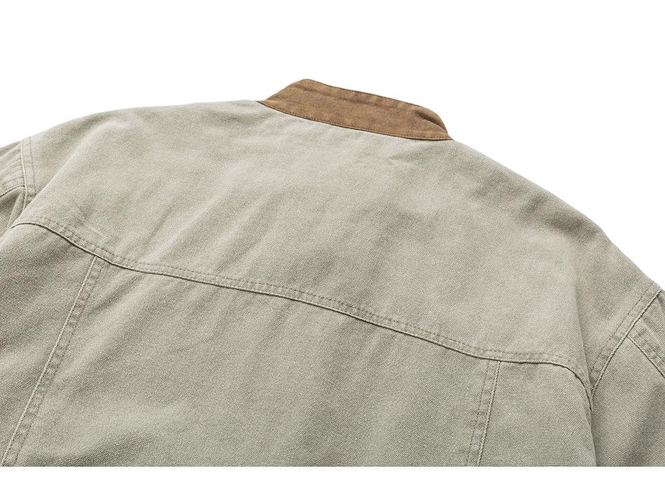 Retro Chinese Style Color Block Frog Button Stand Collar Jacket for Men (Spring/Autumn) - WT94313