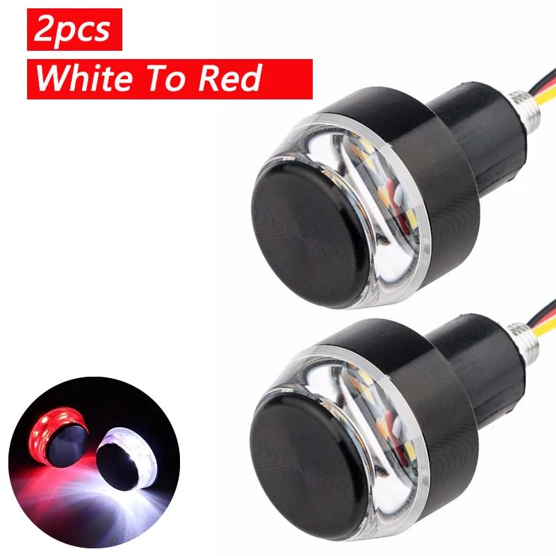 1/2pcs Motorcycle Handlebar LED Turn Signal Lights Yellow White Red Lamp Handle Bar End Blinker Warning Flashing Light 12V