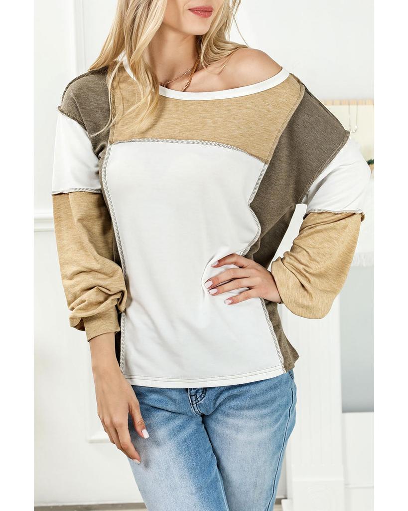 Azura Exchange Exposed Seam Color Block Patchwork Top