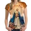 Summer Round Neck 3D Virgin Mary Printed Top Fashionable Casual Short Sleeved Women's T-shirts