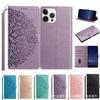 Подходит для iPhone17 кожаный чехол, Samsung S26 Чехол-кошелек с тиснением "Древо жизни", MOTO G06 портативный