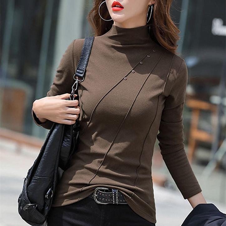 Модные зимние теплые женские пуловеры с высоким воротником, рубашка с толстым дном для женщин, теплая блузка