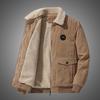 Men's Winter Corduroy Lambskin Jacket - Thick, Velvet-Lined, Casual Lapel Coat