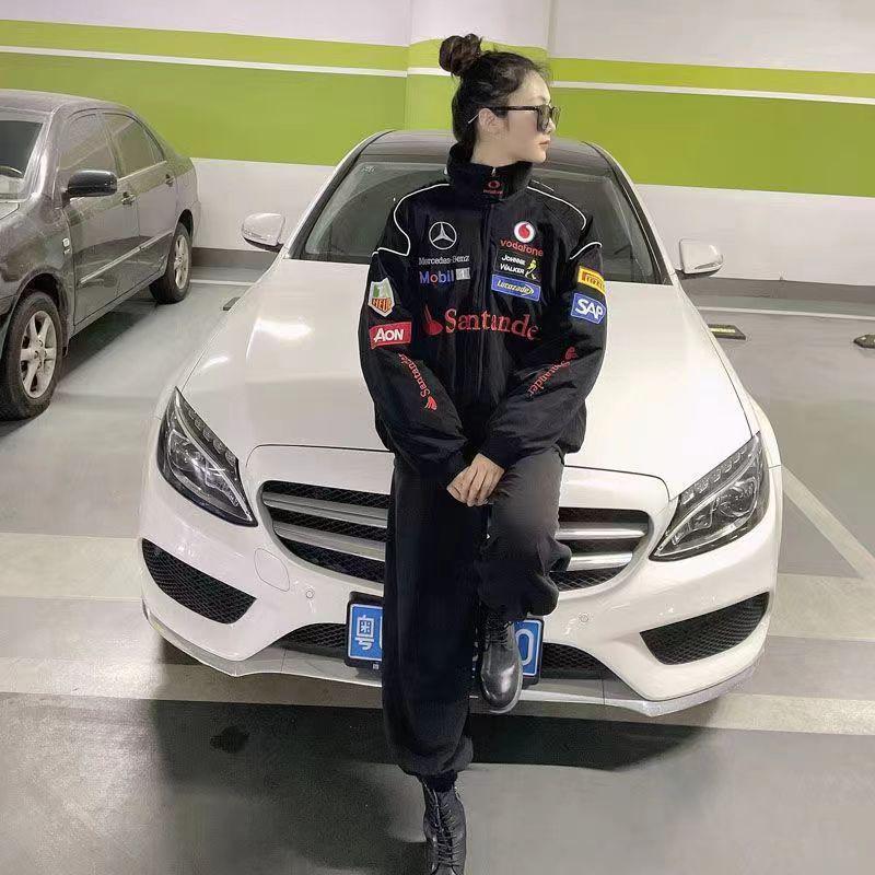 Американский ретро гоночный костюм F1: Мотоциклетная куртка с вышивкой