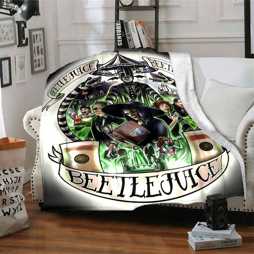 1pc Beetlejuice Blanket Lightweight Flannel Throw For Sofa, Bed, Travel, Livingroom, Office, Couch, Chair, And Bed