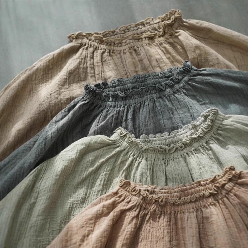 Johnature Женские винтажные футболки однотонные весенние с длинным рукавом с круглым вырезом в китайском стиле женские свободные футболки