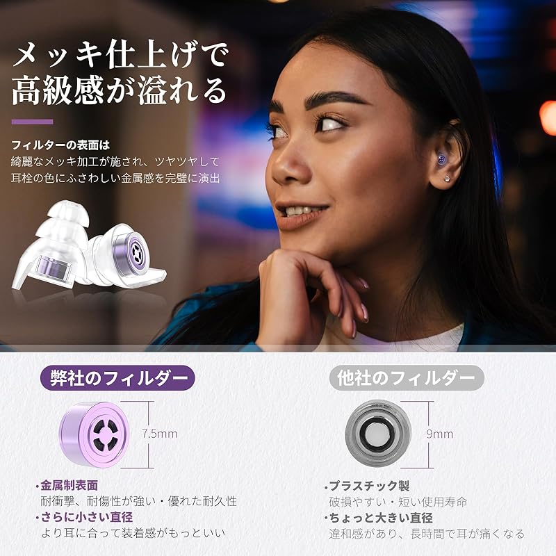 Беруши Quietide Live, беруши, беруши Live [Оригинальные беруши с металлическим фильтром] Защита ушей с шумоподавлением 23 дБ Для людей, которые любят громкую музыку