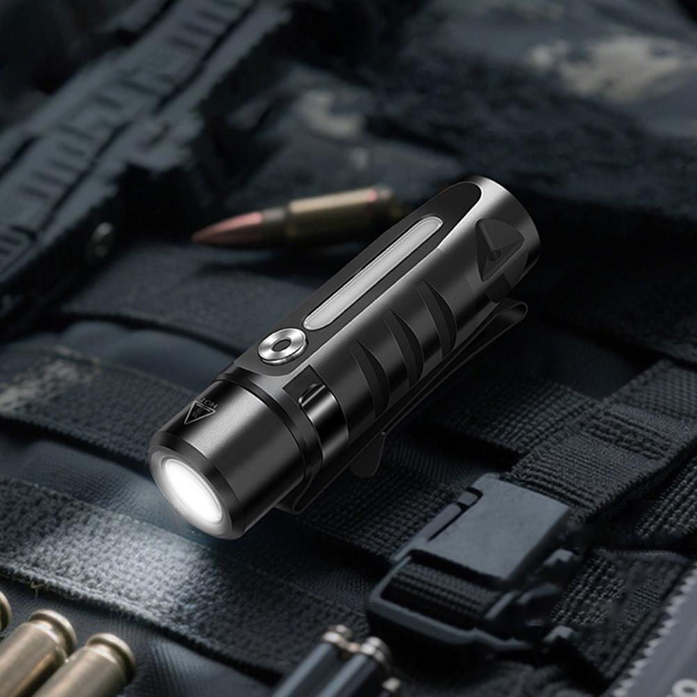 Pocket Flashlight LED Mini Waterproof Keychain Flashlight with Clip & Magnetic USB-C Rechargeable Flashlight for Outdoor Camping