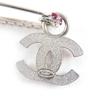 Great CHANEL Brooch COCO Mark Safety Pin Pink Silver metal Women 02P Used