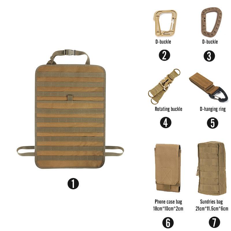 MOLLE Car Seat Back Organizer Tactical Vehicle Seat Panel Storage Bag with Multi EDC Pouch Phone Bag for Hunting Camping Travel