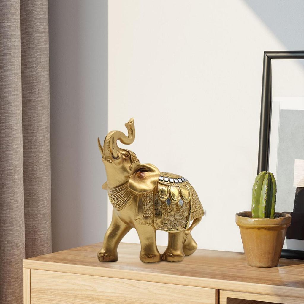 Статуэтка слона из смолы, настольное украшение, скульптура животного, декоративная фигурка для прихожей, стола, офиса, центральный элемент для гостиной