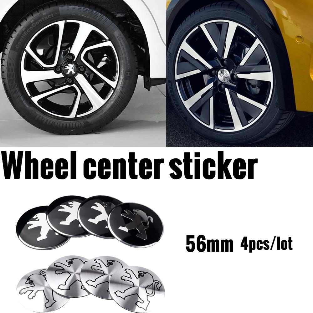 4pcs 56mm Car Wheel Center Hub Cap Rim Sticker Decals Accessories For Peugeot JC 206 3008 308 307 2008 508 408 106 407 208 207 107