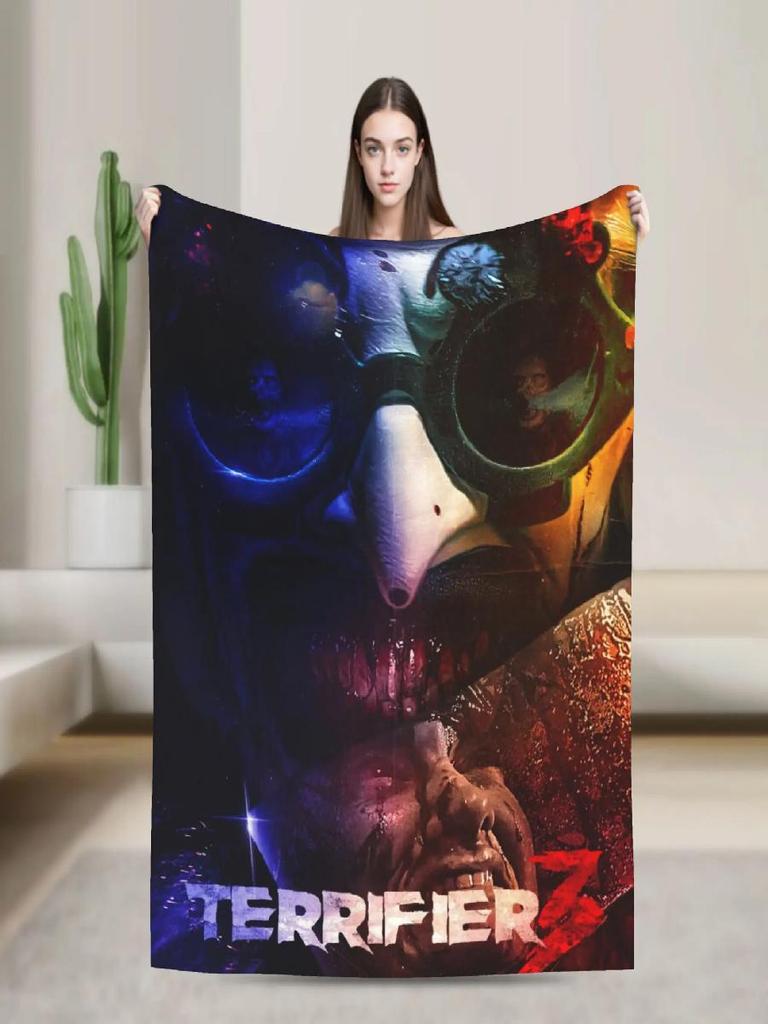 Terrifier Horror Film Warm Plush Throw Blanket for Kids and Adults Soft Flannel Bedspread for Sofa Bed Living Room Decor