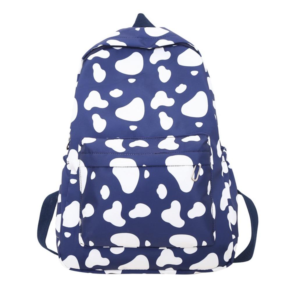 Portable Cow Pattern Student Backpack Nylon Large Capacity Teenage Bookbag Wear Resistant Travel Backpack Students