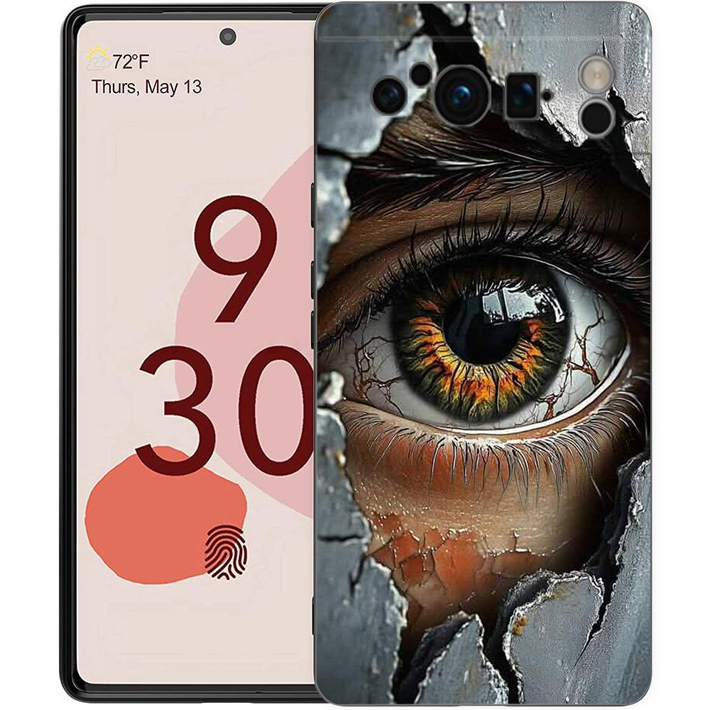 Роскошный чехол для телефона Google Pixel 10 9 8 9A 8A 7 7A 6 Pro XL 6A 5G Черный Мягкая задняя крышка из ТПУ Узор 'Зловещий глаз Дьявола'
