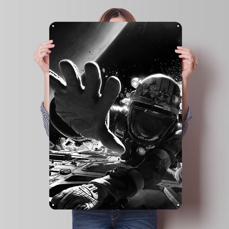 Space Suit in Distress Metal Signs Movie Poster Wall Art Mural Custom Tinplate Sign for Wall Art Decoration Aesthetic Room Decor