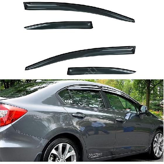 4 шт. наружных темных дымчатых солнцезащитных/дождевых козырька для передних и задних окон с клейкой лентой для Toyota Corolla 03-08 годов