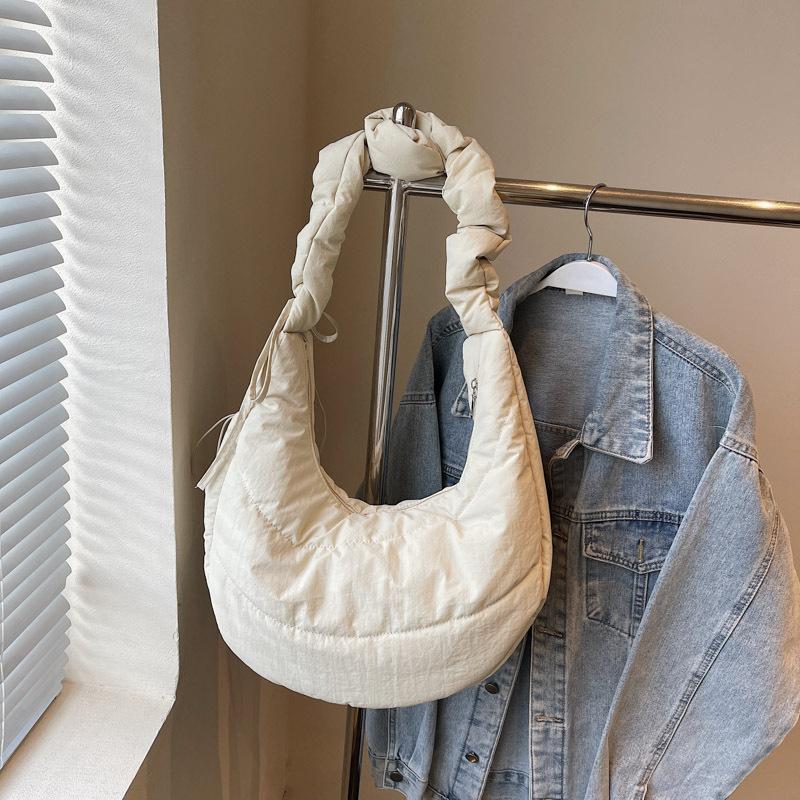 Нейлоновая ткань пуховая хлопковая сумка для одежды женская осенне-зимняя повседневная плиссированная на плечо большая вместимость для поездок на работу сумка-мессенджер тоут