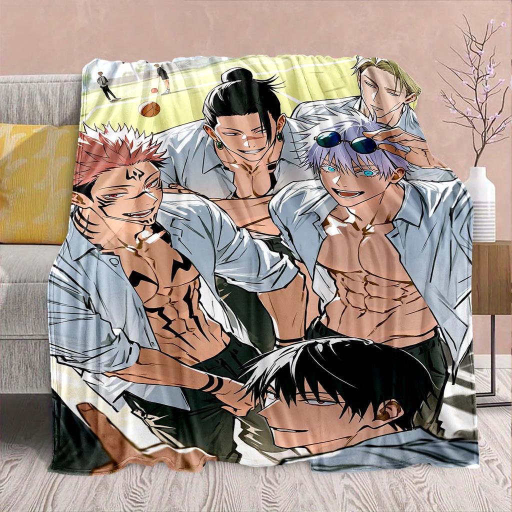 Jujutsu Kaisen Soft Flannel Blanket Warm Cozy Throw Plush Sofa Bed Lightweight Fabric