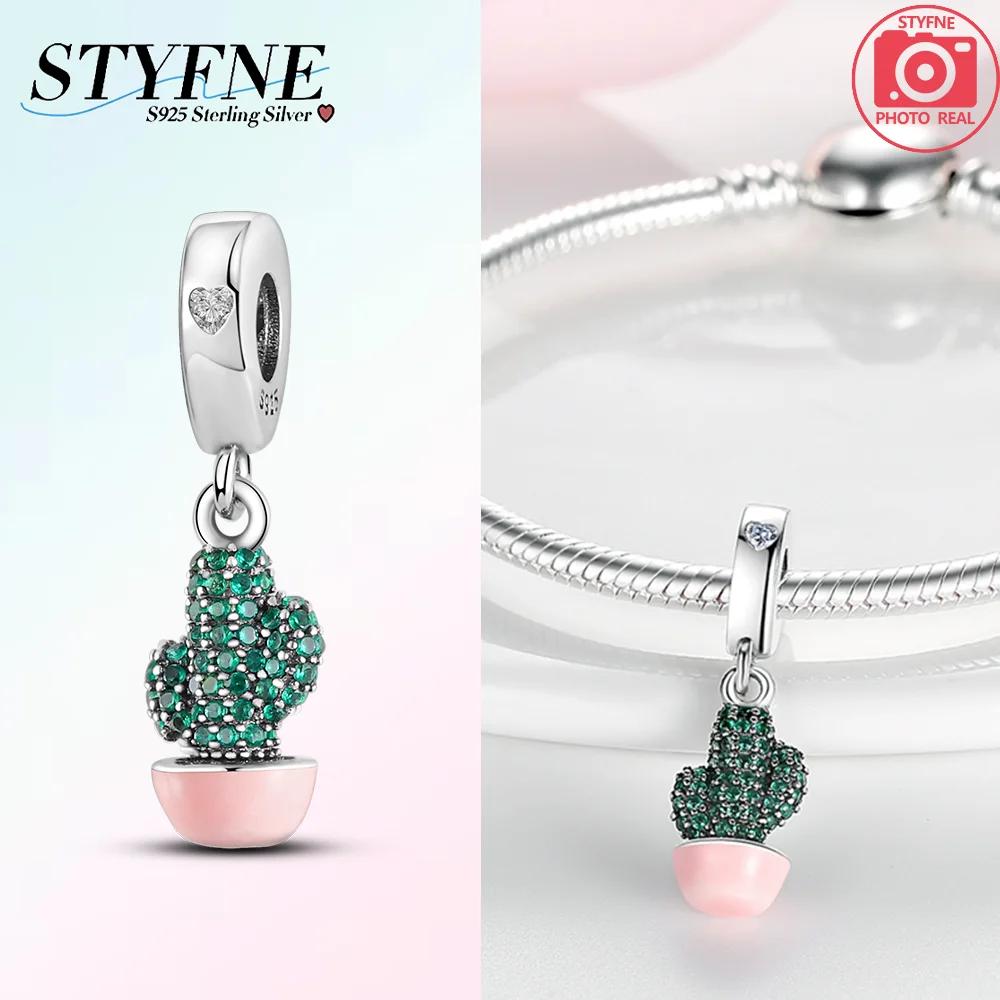 Charms 925 Silver Cactus Phalaenopsis Daisy Pendant Fit Charm Bracelet DIY Women Original Jewelry Gift