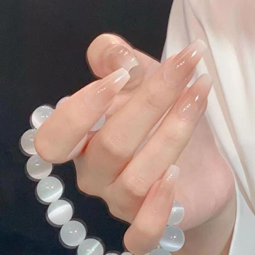 Носимые наклейки для нейл-арта в стиле китайской живописи тушью - Длинные Т-образные накладные ногти