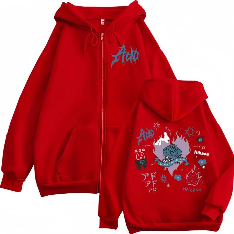 Singer Ado Hibana World Tour Hoodies Harajuku Style Zip Up Sweatshirts Men
