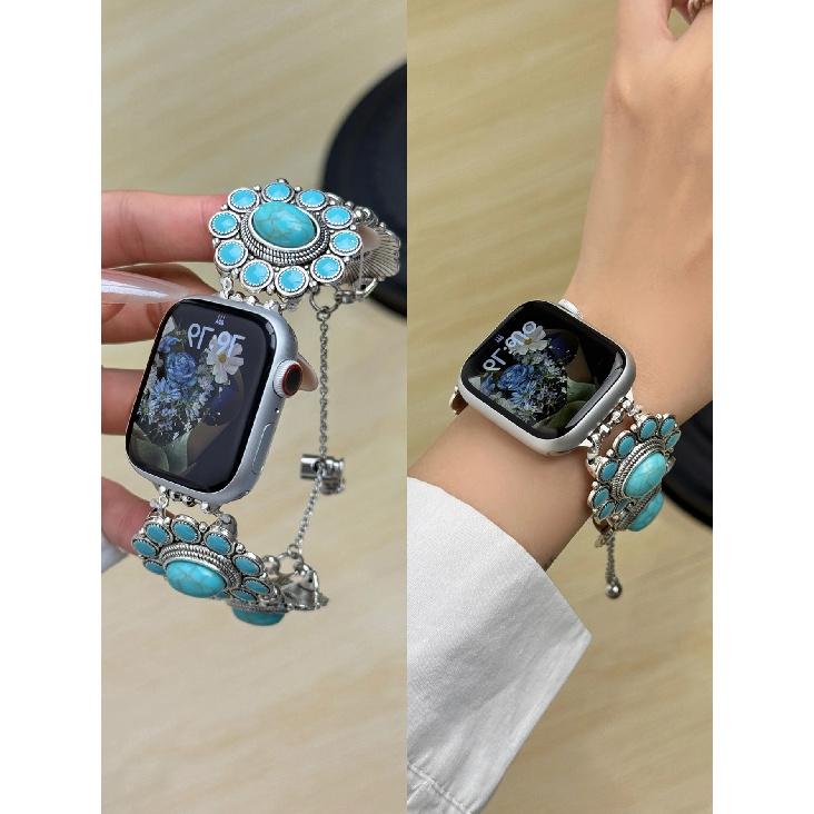 Turquoise bracelet Metal link For Apple Watch band Series 8/7/6/10/9 40mm 41mm 38mm 42mm 44mm 45mm 46mm Strap