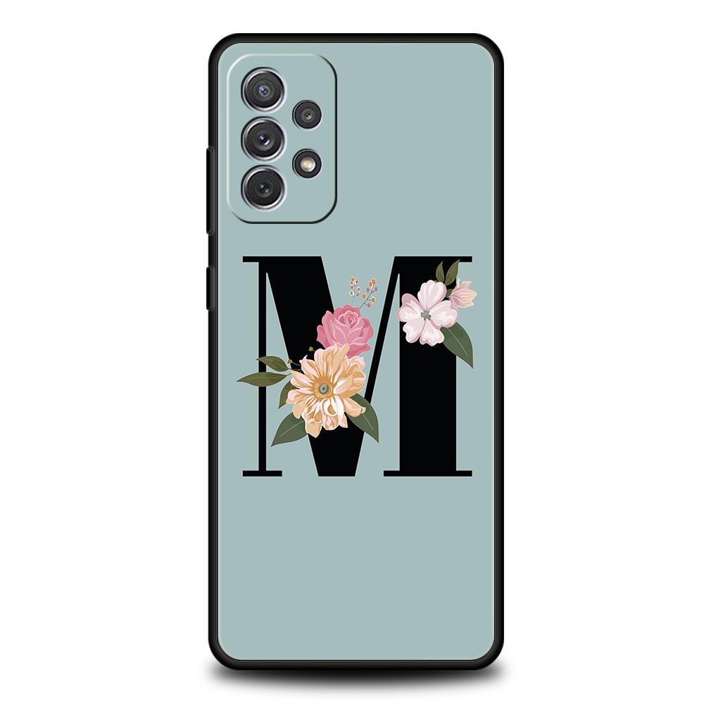 Чехол для телефона Flower Letters S для Samsung Galaxy A15 A13 A51 A71 A41 A31 A21S A03S A05 A12 A32 A52 A23 A25 A33 A53 A73 5G