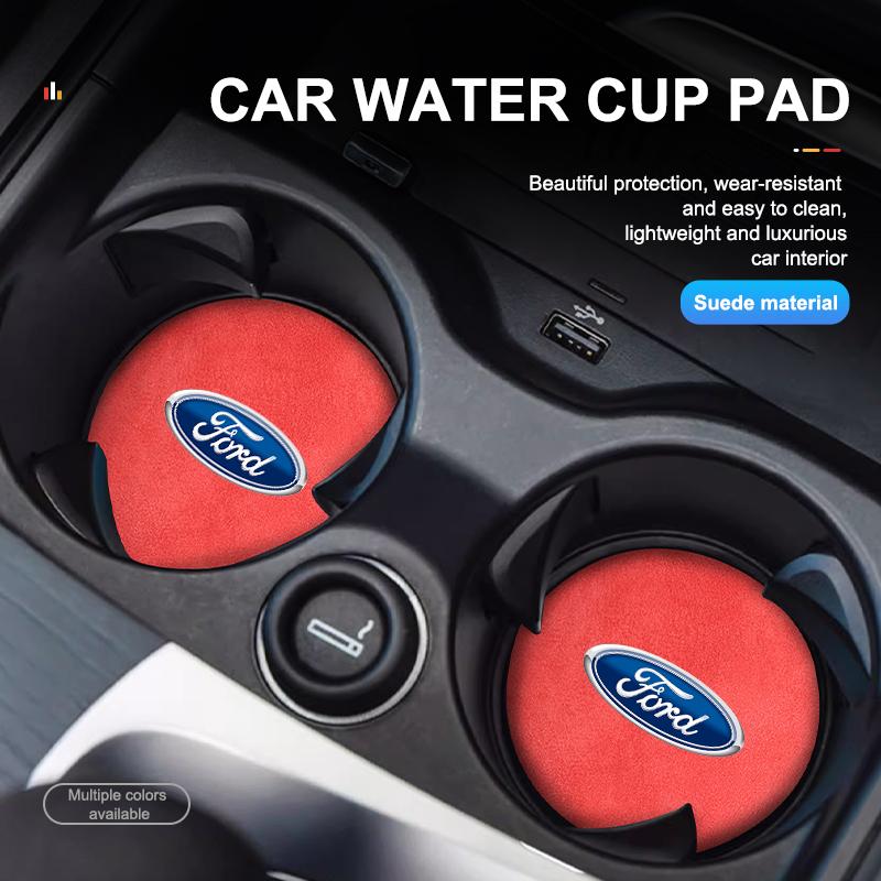 PCKF8 2pcs Car Coaster Water Cup Holder Mat Anti-slip Pad Accessories For Ford Escape Ecosport Fusion Explorer Expedition Taurus