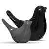 Creative Black and Grey Glossy Ceramic Birds Figurines Home Decorations Accessories Party (Pack of 2, Black and Grey)