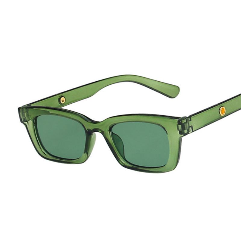 Новые прямоугольные винтажные солнцезащитные очки «кошачий глаз», брендовые дизайнерские очки в стиле ретро, ​​прозрачные зеленые солнцезащитные очки, женские очки